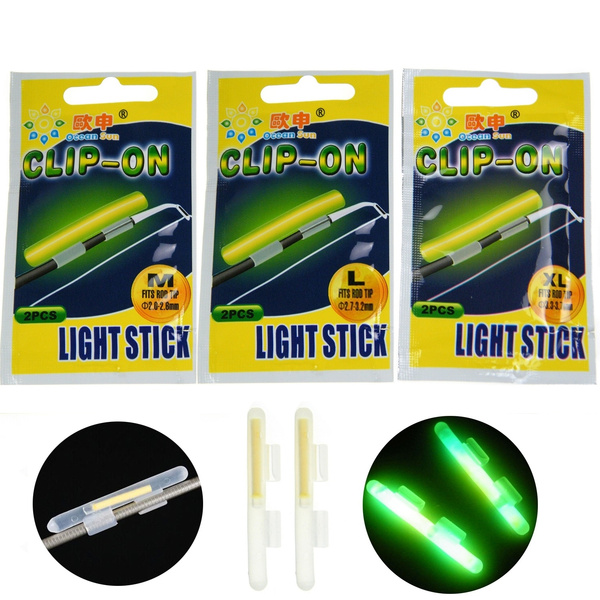 Clip On! Glow Sticks for Fishing Pole Green Light Sticks for Night Fishing  Rod Tip Glow Sticks 20 Pieces(10 Packs)