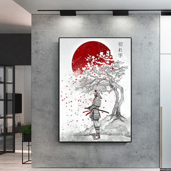 Japanese Samurai Sakura Samurai Oil Painting Picture Mural Art