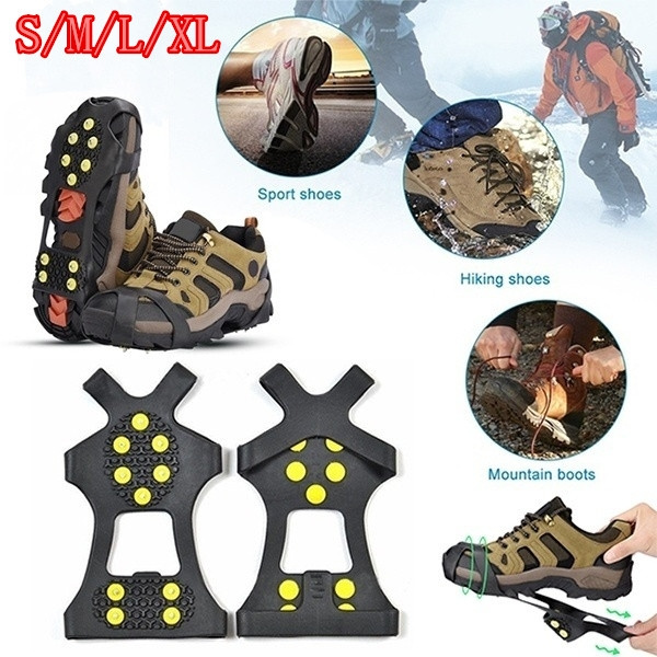 Anti-Slip Ice Snow Hiking Climbing Shoe 10-Stud Spike Cleats Crampons Gripper 