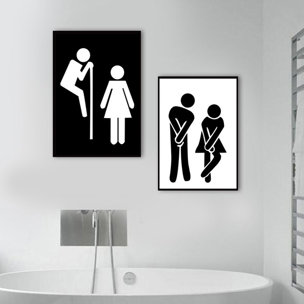 Girl Boy WC Sign Toilet Funny Wall Art Canvas Painting Nordic Posters And  Prints Wall Pictures For Kids Bathroom Washroom Decor | Wish