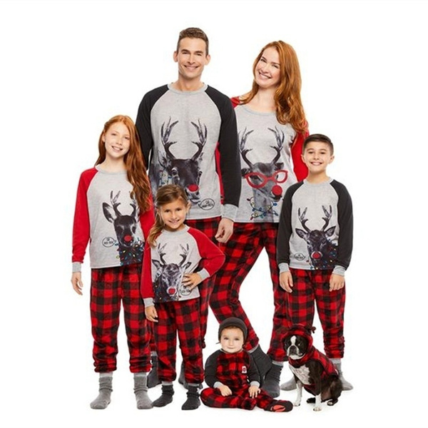 High Family Home Wear Christmas Pajamas Set Parent Child Suit Home Sleepwear New Baby Kid Dad Mom Matching Family Outfits Wish
