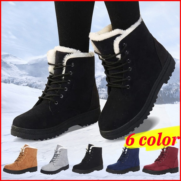 fur lined lace up winter boots