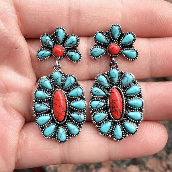 red turquoise earrings