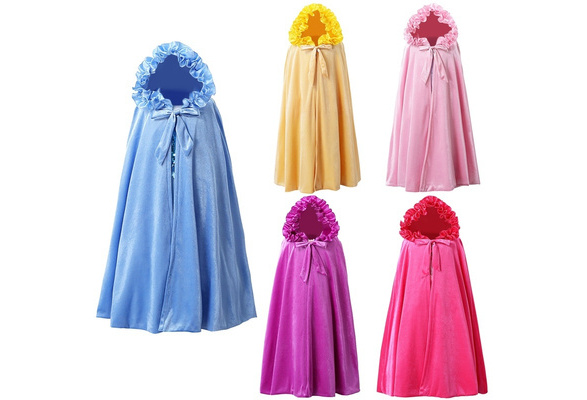 Party Chili Fur Princess Hooded Cape Cloaks Costume for Girls Dress Up 2-12 Year 