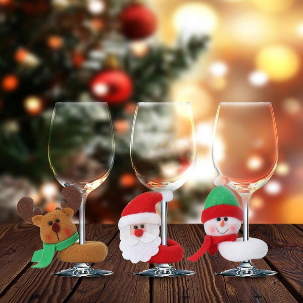 Wine glass deals christmas decoration