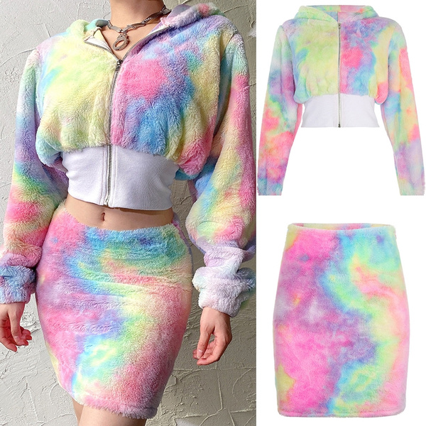 cropped tie dye zip up moletom com capuz