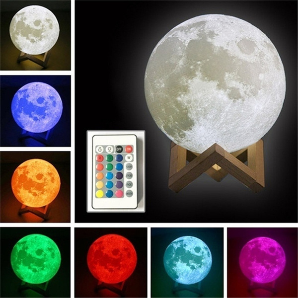 4662 Magical 3D Moon LED Night Light Button Xmas Moon Lamp Moonlight Gift 