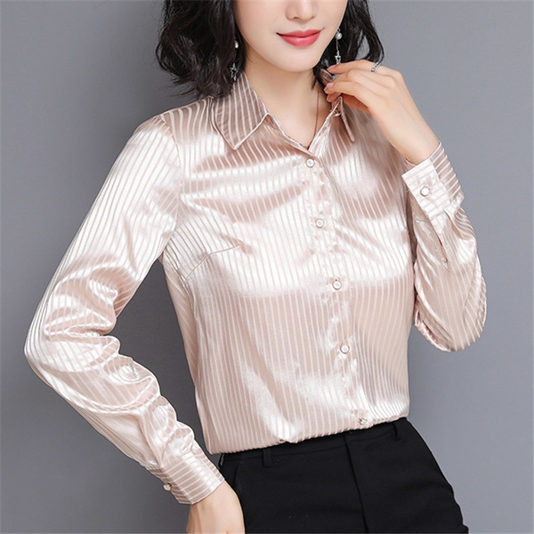 Autumn fashion women silk shirts woman satin shirt plus women's blouses | Wish
