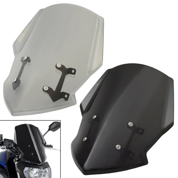 Black Acouto Motorcycle ABS Windscreen Windshield Wind Deflector W/Mounting Bracket for MT-07 15-18