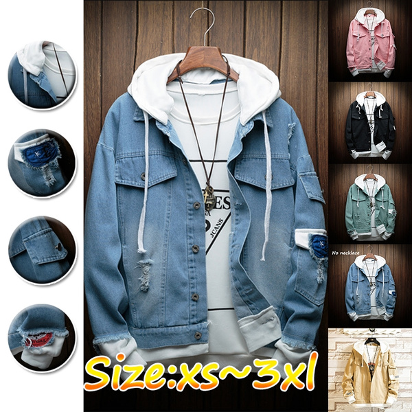 Autumn hooded denim cheap jacket