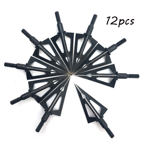 12pcs Hunting Broadheads 100 Grain 3 Blade Broad Arrow Heads