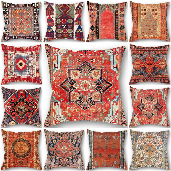 Vintage Ethnic Boho Antique Persian Geometry Pattern Print Throw Pillow ...