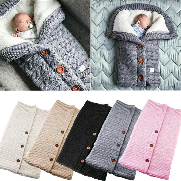 Baby Knit Crochet Swaddle Wrap Swaddling Blanket Warm Sleeping Bag