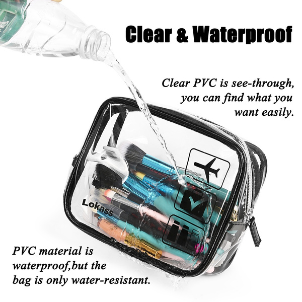 3pcs/set Clear Toiletry Bag Quart Size Bag Travel Makeup Cosmetic