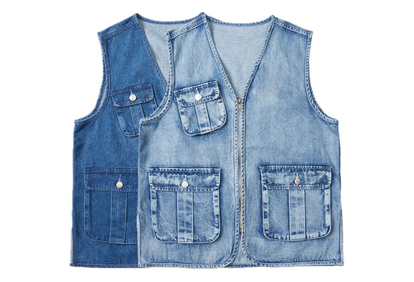Denim Jeans Trucker Vest Mens sleeveless Outdoor Fisherman Trekking Waistcoats Denim Jeans Trucker Vest Mens sleeveless Outdoor Fisherman Trekking Waistcoats