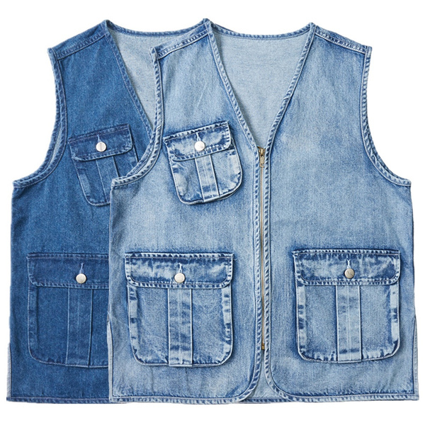 mens denim sleeveless jacket