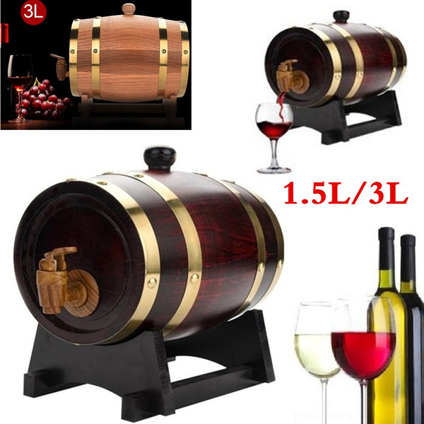 BORDSTRACT 1 Liter Whiskey Barrel, Vintage Oak Wine Barrel Dispenser With Wooden Stand And Tap Mini Tabletop Drink Dispenser Barrel For Party Whiskey