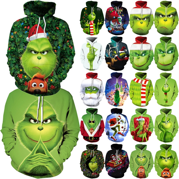 Plus Size S-6XL Movie How the Grinch Stole Christmas Hoodies Unisex Funny  3D Printed Men Women Pullover Sweatshirts