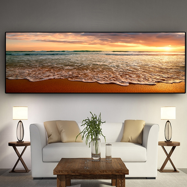 Beach Canvas Print Ocean Sunset Sea Painting Art Wall Home Decor no frame 