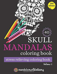 dayofthedeadcoloringbook, skullmandalacoloringbook, skull, coloringbookforgrownup