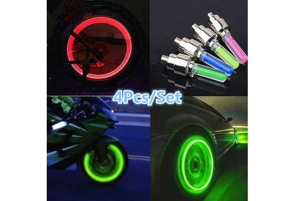 1-4 Pcs Car Lights Neon Lights Air Cover Tire Rim Valve Wheel Stem LED Lamp Cap