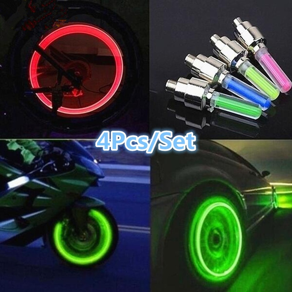 LED Wheel Valve Caps Blue Lights Flash Tyre Cap For Bike Bicycle Motor-bicycle 