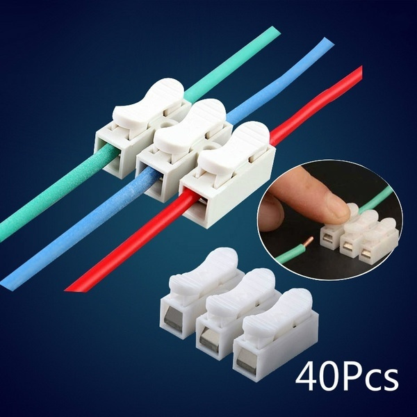 40/20Pcs Quick Splice Spring-loaded Lock Wire Connectors 2Pins ...