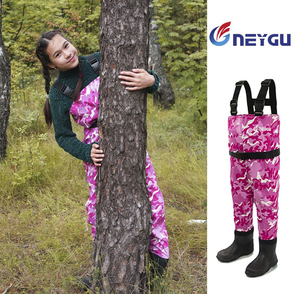 NEYGU ooutdoor women's fishing wader，waterproof &breathable pink camo wader，chest  wader for female attached with stocking foot for fishing ,gardening and  working in pond
