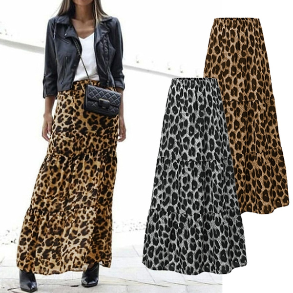leopard print maxi skirt vest