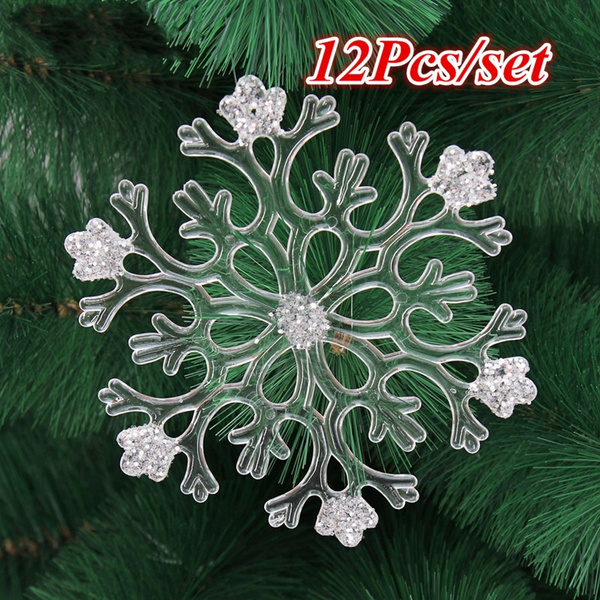 12pcs Christmas Tree Decoration Crystal Ornaments - Hanging Acrylic  Christmas