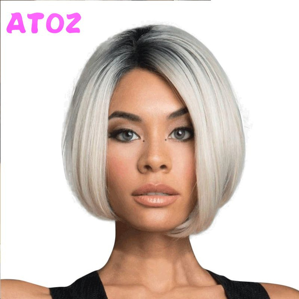 black and white bob wig