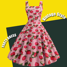 pink, Swing dress, pleated dress, print dress