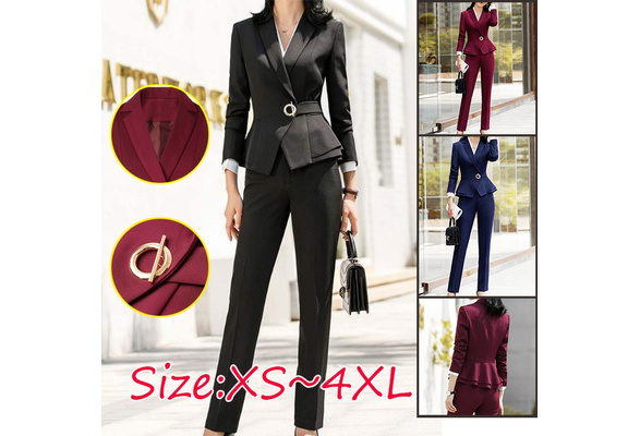 Winter Suit for Women Two Pieces Set Formal Long Sleeve Slim