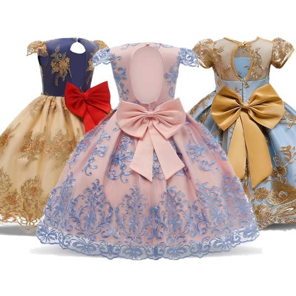 Baby Girls Dress Flower Embroidery Tulle Princess Dresses Birthday Ball Gown