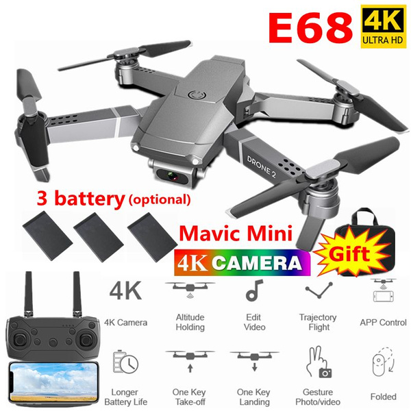 Battery E68 4K 1080P HD Camera WiFi FPV RC Drone Aircraft Foldable Quadcopter 