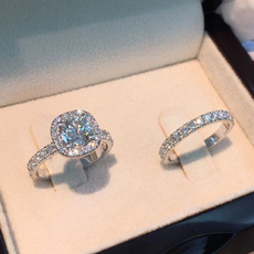 Sterling, DIAMOND, wedding ring, Romantic