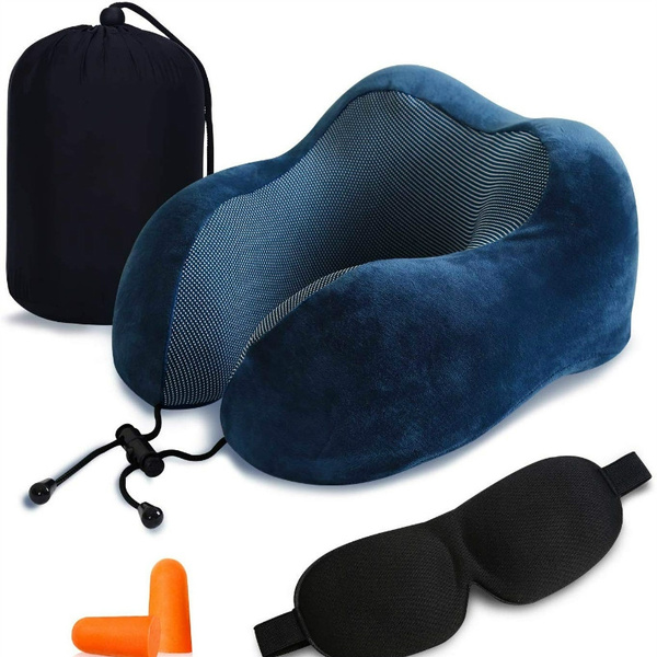 Travel Pillow With Massage,Memory Foam Neck Pillow For Sleeping