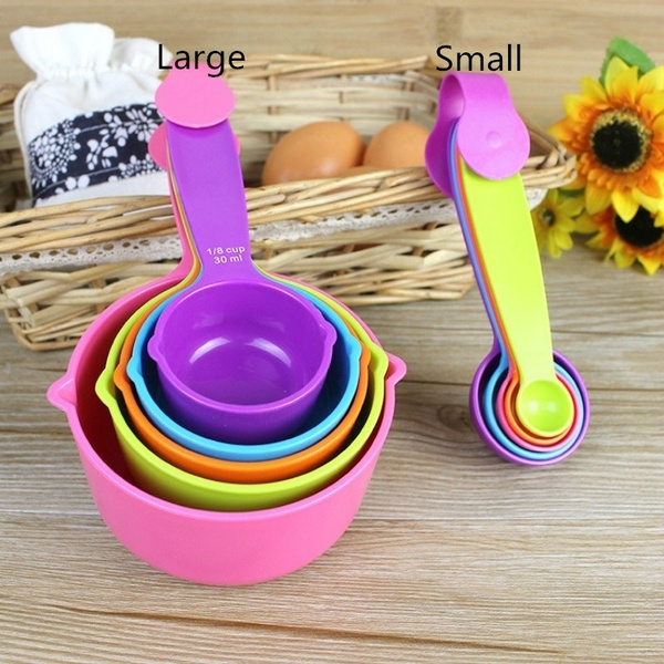 2 Sizes of Super-Useful Colorful 5PCS Kitchen Tools Measuring Spoons  Measuring Cups Spoon Cup Baking Utensil Set Kit Measuring Tools