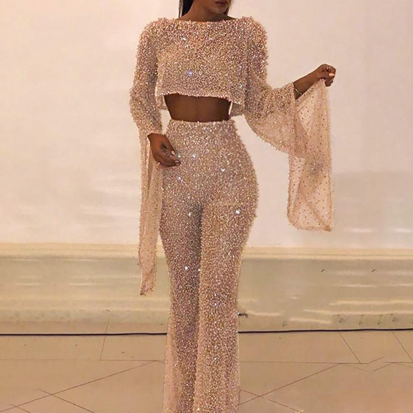 sequin batwing jumpsuit