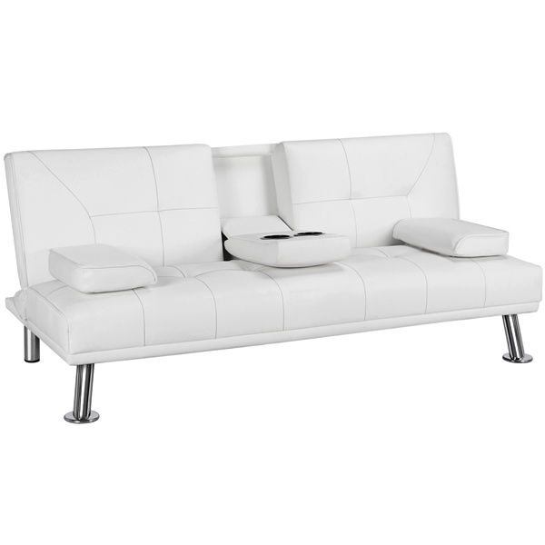 Modern Faux Leather Futon Sofa Bed With, Futon With Armrest