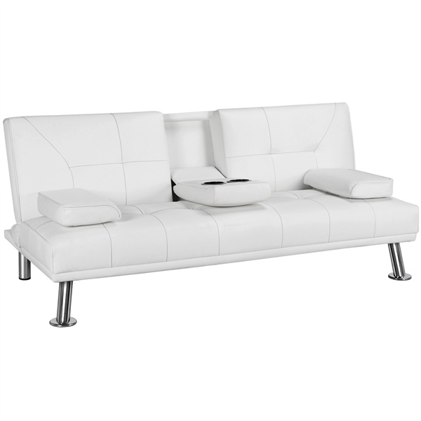 Modern Faux Leather Futon Sofa Bed With Armrest Home Recliner Couch Furniture White Wish Modern Faux Leather Futon Sofa Bed With, Leather Futon Sofa