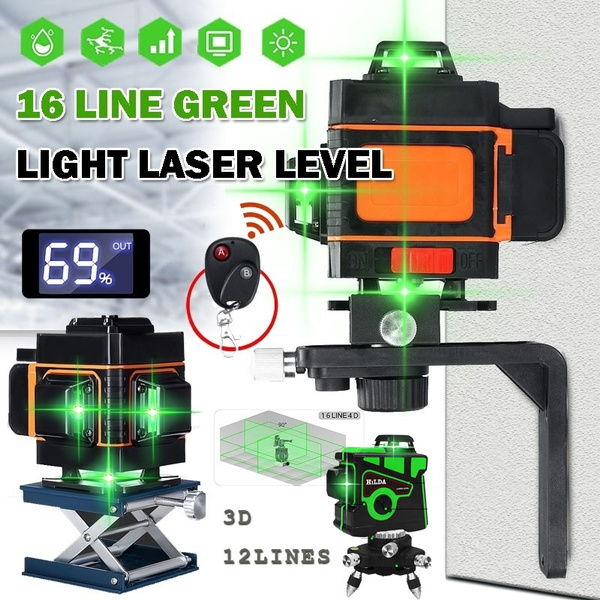 4D 16 //3D 12 Line Green Laser Level 360° Auto Self Leveling Rotary Cross Measure