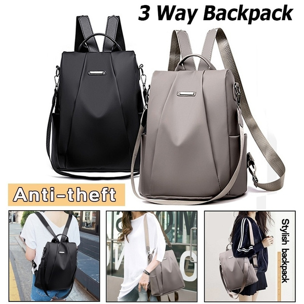 Women's Oxford Backpack Travel Zipper Anti-Theft Rucksack School Shoulder Bag 