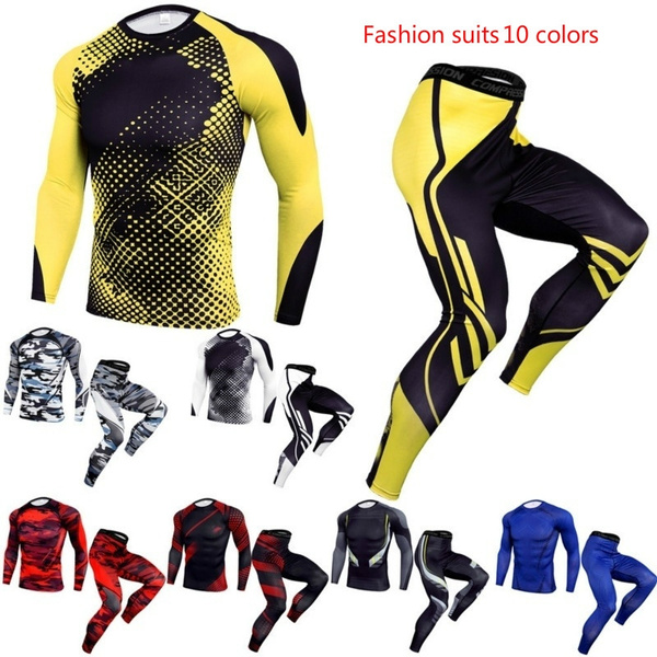 New Training Compression Leggings T Shirt Suits Men Fitness Workout ...