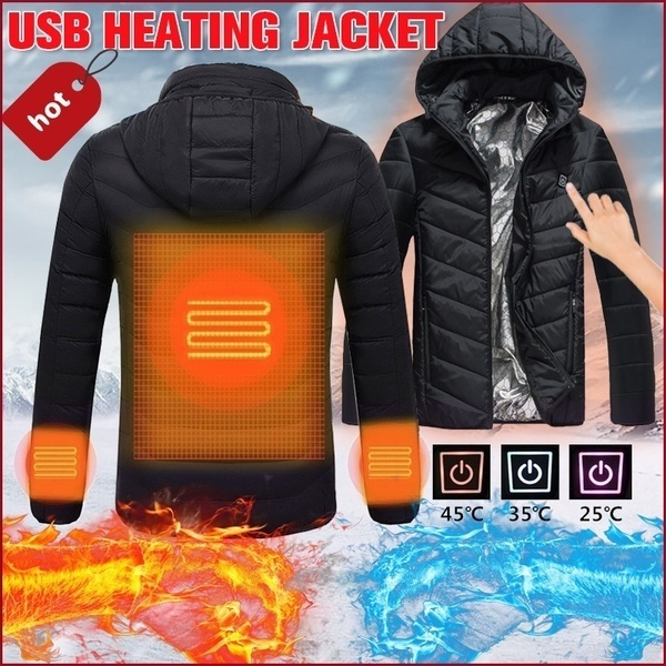 Electric USB Heating Jacket Men Women Work Cloth Winter Outdoor Warm Heated 