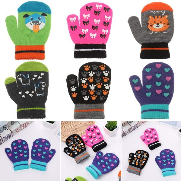 Baby Cartoon Print Anti-scratch Gloves