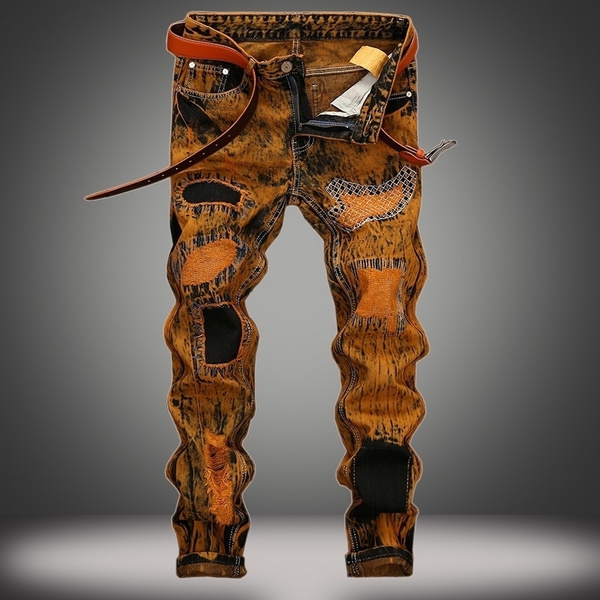 Fashion Pleated BIKER Jeans Pants 