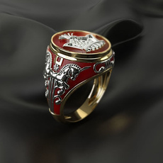 High Quality King Horse Ring 18K Gold platedRings Knight Jewely for Men
