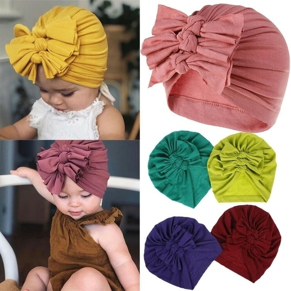 Baby Infant Hat Floral Print Turban Cap Newborn Head Wrap Beanie Knot Headband