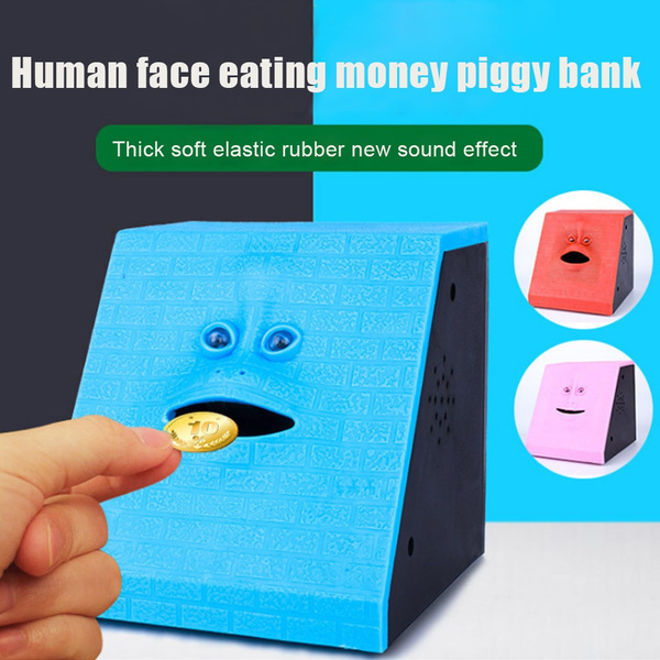 New Face Money Eating Coin Bank Battery Powered Saving Box Funny Kids